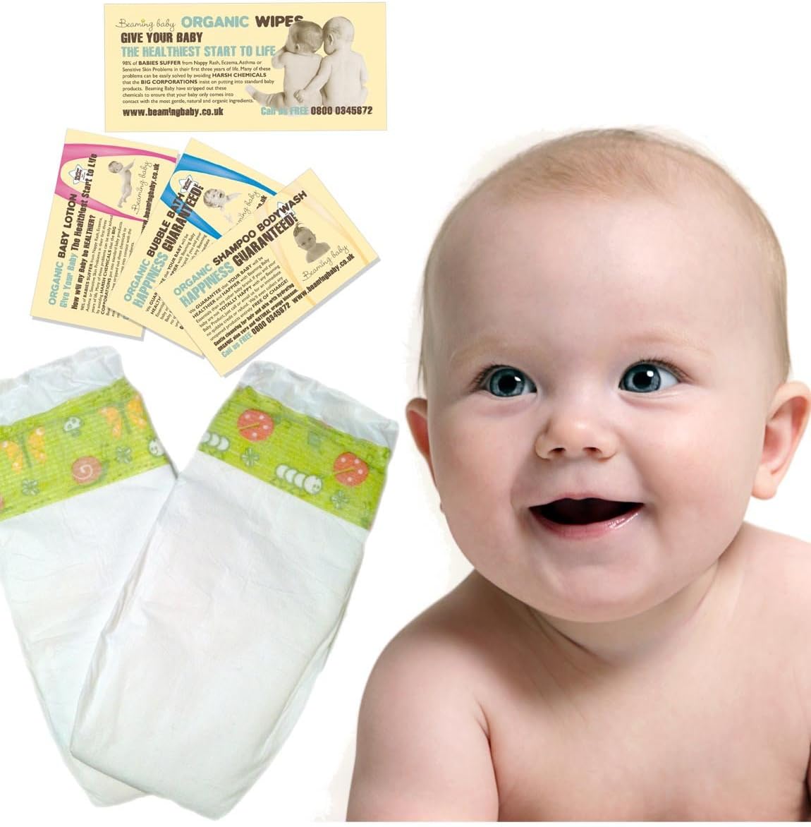 Beaming Baby Nappy Trial Pack, Biodegradable, Eco Friendly! Mini (Size1; 2-6 kg, 4-13 lb) 2 in Pack, 2 Corn-Starch Nappy Sacks Plus Sensitive and Fragrance-Free Wipe Sachets : Amazon.co.uk: Baby Products
