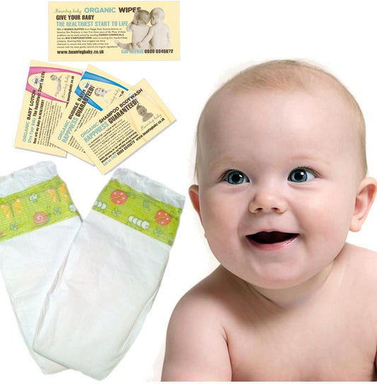 Beaming Baby Nappy Trial Pack, Biodegradable, Eco Friendly! Mini (Size1; 2-6 kg, 4-13 lb) 2 in Pack, 2 Corn-Starch Nappy Sacks Plus Sensitive and Fragrance-Free Wipe Sachets : Amazon.co.uk: Baby Products