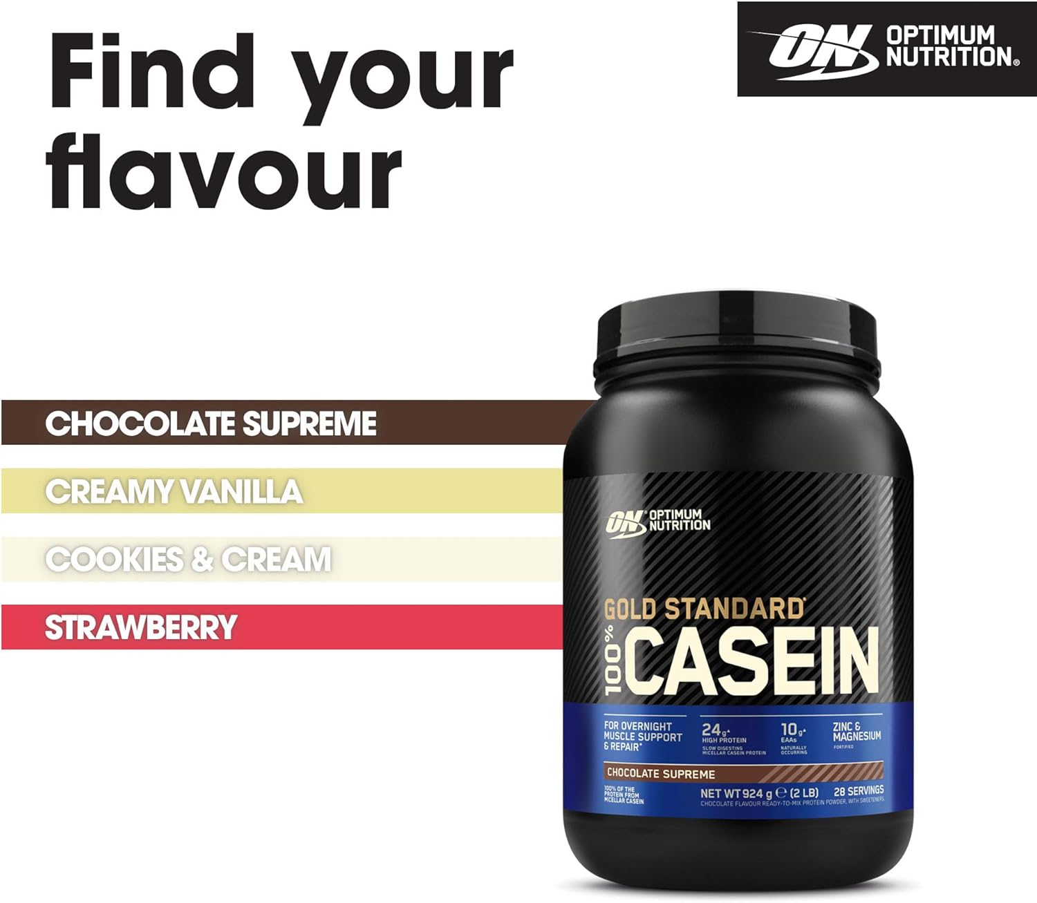 Optimum Nutrition Gold Standard Casein Slow Digesting Protein Powder with Zinc,Magnesium and Naturally Occurring Glutamine and Amino Acids,Chocolate Supreme,28 Servings,0.92 kg,Packaging May Vary : Amazon.co.uk: Health & Personal Care