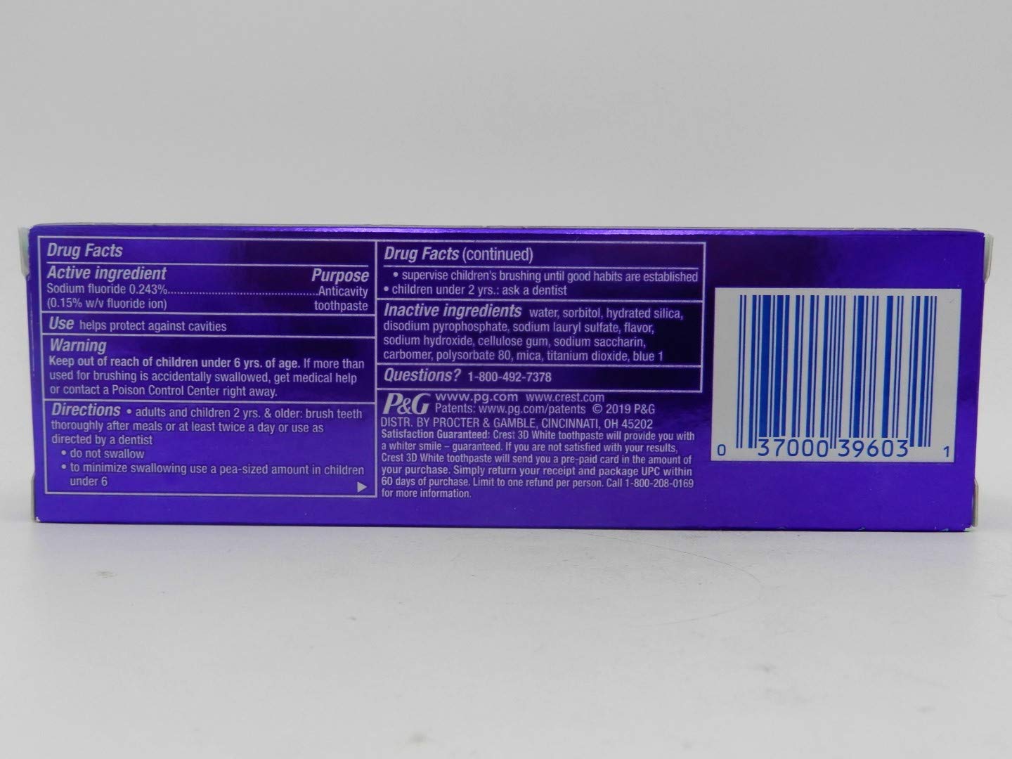 Crest 3D White Stain Eraser, Whitening Toothpaste Fresh Mint, 3.5 Oz, 5.248 Lb : Health & Household