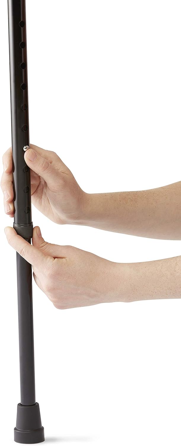 Medline Offset Handle Canes with Comfortable Foam Grip, Black, Lightweight Aluminum - Designed for Enhanced Mobility Support and Stability, 1 Count : Health & Household