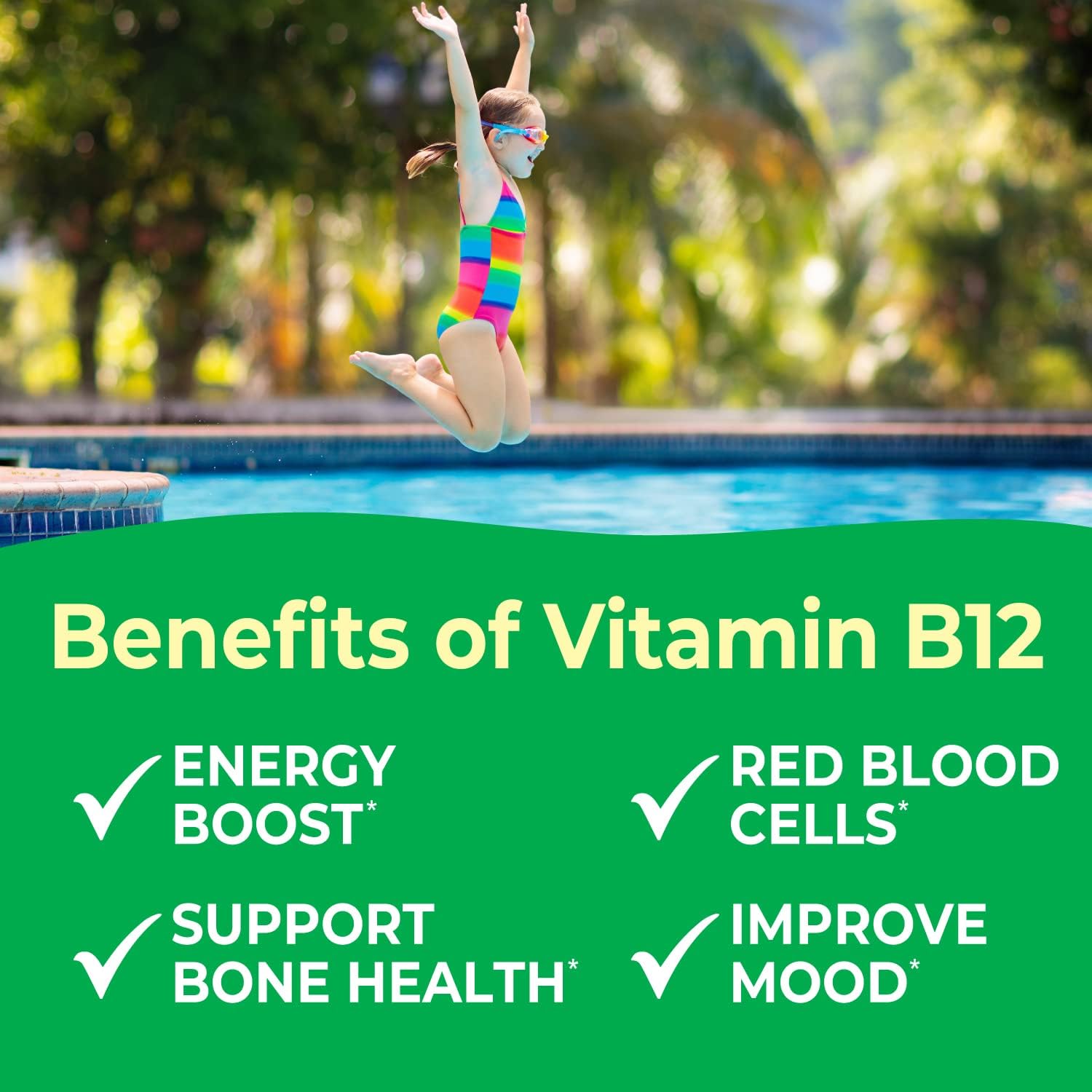 VitaWorks Kids Vitamin B12 1000 mcg Chewable Tablets - Tasty Natural Cherry Flavor - Vegan, GMO-Free, Gluten Free, Nut Free - Dietary Supplement - Cellular Energy Vitamins for Children - 120 Chewables : Health & Household