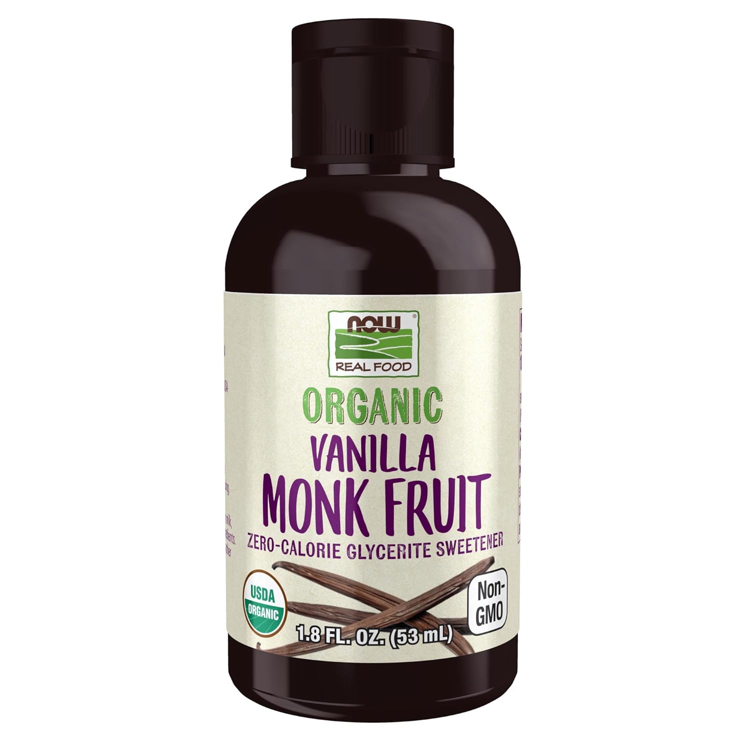 Now Foods, Organic Liquid Monk Fruit, Vanilla, Zero-Calorie Sweetener, 1.8-Ounce