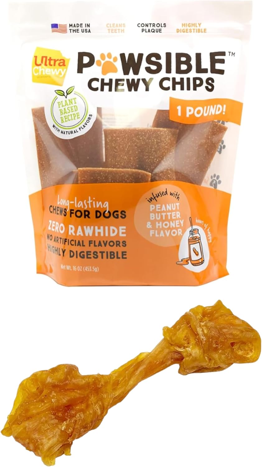Ultra Chewy Turkey Tendon Knotted Bones And Pawsible Chewy Chips Bundle - Long Lasting Dog Chew Treats, Easy To Digest, Healthy Treats For Agressiive Chewers