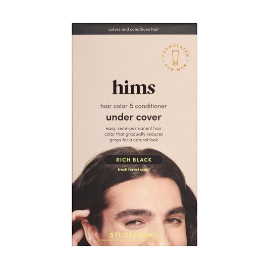 hims Under Cover Hair Color & Conditioner - Rich Black Color Conditioner for Men - Semi Permanent Hair Color - Color Depositing, Deep Conditioning, Blends Grays - Fresh Forest Scent, 5 fl oz