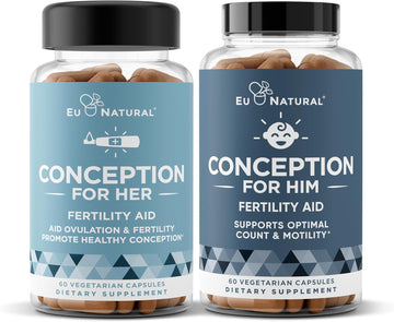 Conception Fertility For Her & Him Bundle - Fertility Supplements Combo For Women & Men – Prenatal Vitamins – Promote Hormone Balance, Cycle Consistency, Aid Ovulation – 120 Count