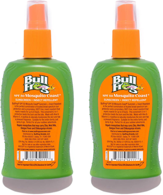 Bullfrog Mosquito Coast Bug Spray Insect Repellent + Sunscreen Spf 50, Pump Spray, 4.7 Fl Oz 2 Pack