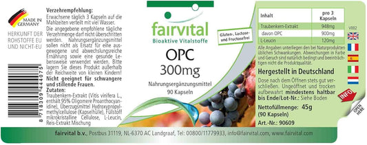 Fairvital | OPC 300mg - VEGAN - HIGH DOSAGE - 90 capsules - oligomeric proanthocyanidins