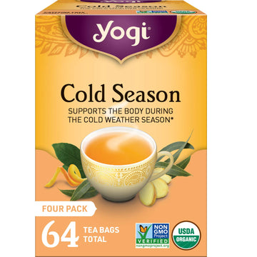 Yogi Tea Cold Season Tea - 16 Tea Bags Per Pack (4 Packs) - Organic Respiratory Tea For Support During Colder Seasons - Includes Ginger, Cardamom, Cinnamon, Licorice & Eucalyptus