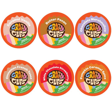 Crazy Cups Decaf Variety Pack, Hot Or Iced Coffee, Coffee Pods Variety With Decaf Flavored Coffee Pods For Keurig K Cups Machines, Decaf Coffee Variety Pack, 72 Count