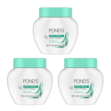 Pond'S Cold Face Cream, Skin Care Facial Cleanser For All Skin Types, Deep Moisturizing Face Wash & Makeup Remover, 9.5 Oz, 3 Pack