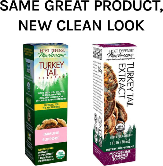 Host Defense, Turkey Tail Extract, Natural Immune System and Digestive Support, Mushroom Supplement, Plain, 1  