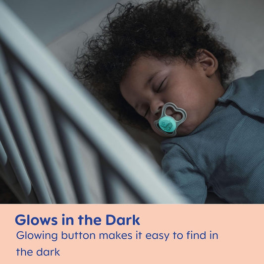Mam Air Night & Day Baby Pacifier, For Sensitive Skin, Glows In The Dark, 2 Pack, 6-16 Months, Unisex