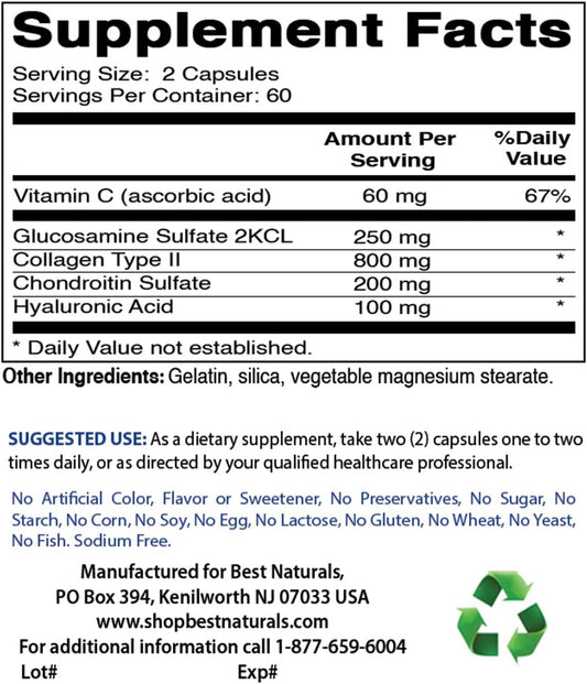 Best Naturals Hyaluronic Acid 100 Mg 60 Capsules - Support Healthy Joints And Youthful Skin
