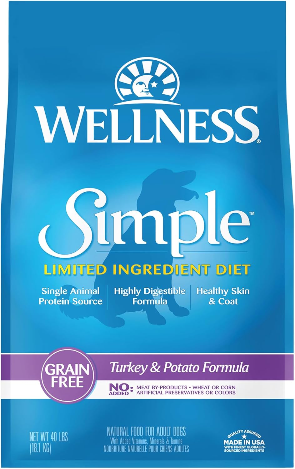 Wellness Simple Limited Ingredient Grain-Free Turkey And Potato Recipe Dry Dog Food, 40- Pound Bag