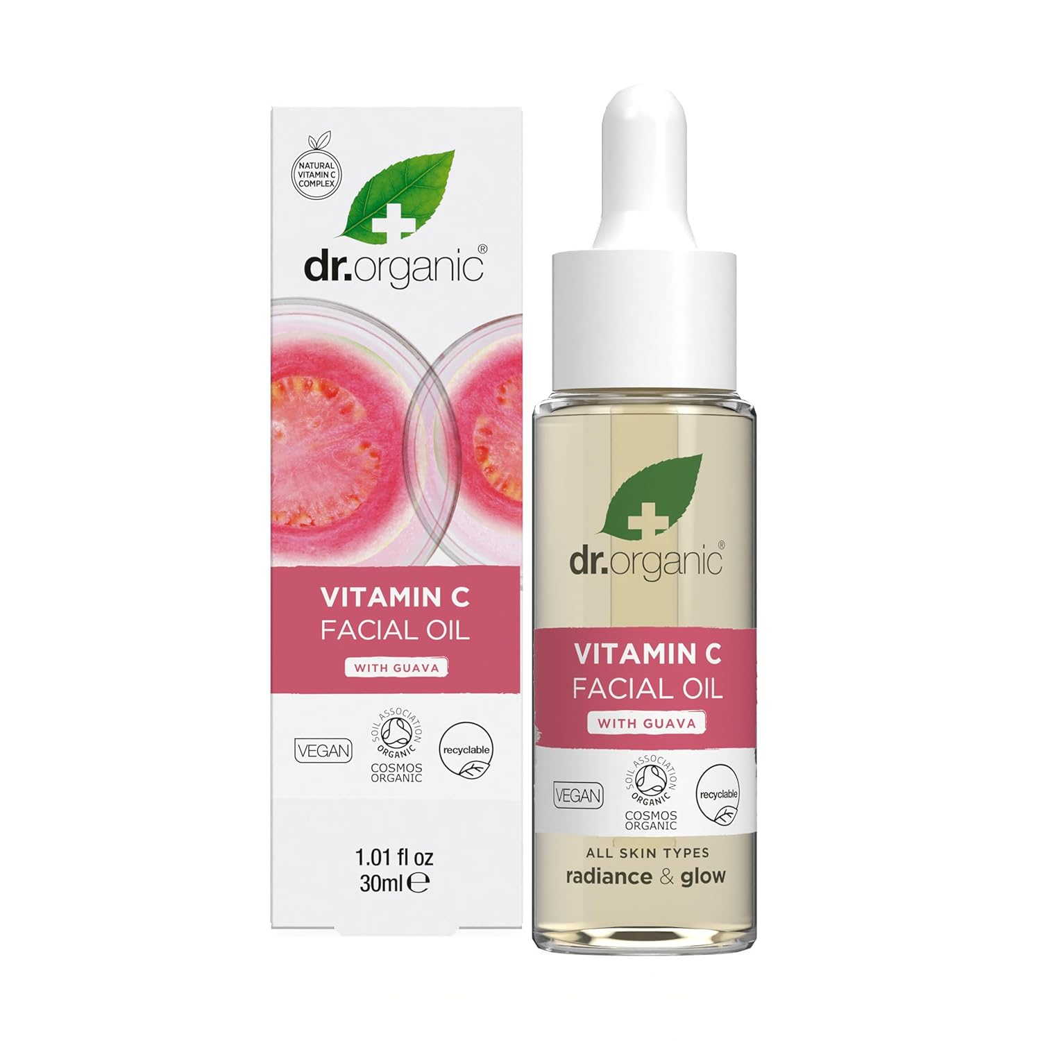 Dr. Organic Guava Vitamin C Moisture Boosting Oil | Hydrating & Brightening For Dull, Dehydrated Skin, With Tropical Guava Extract, 100% Natural Origin, Vegan, 30 Ml / 1 Fl Oz