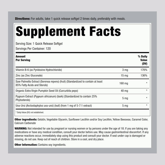 Piping Rock Saw Palmetto Extract | 120 Softgels | Standardized Prosta Palmetto | Super Strength | Non-GMO, Gluten Free