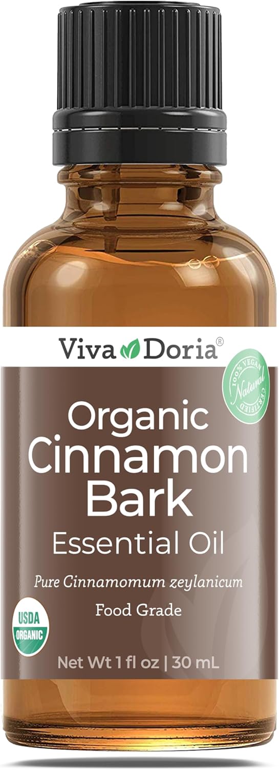 Viva Doria 100% Pure Cinnamon Bark Essential Oil, Usda Certified Organic, Undiluted, Food Grade, 30 Ml (1 Fl Oz)