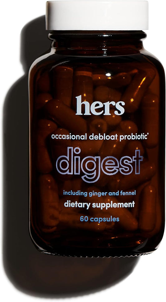 Hers Digest Supplement - Women'S Probiotic Supplement For Debloating - Supports Healthy Digestion - Vegetarian - 60 Capsules