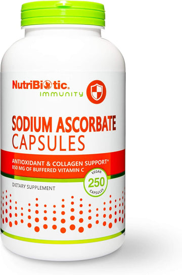 NutriBiotic - Sodium Ascorbate Buffered Vitamin C Capsules, 250 Ct | Vegan, Non-Acidic & Easier on Digestion Than Ascorbic Acid | Essential Immune Support & Antioxidant Supplement | Gluten & GMO Free