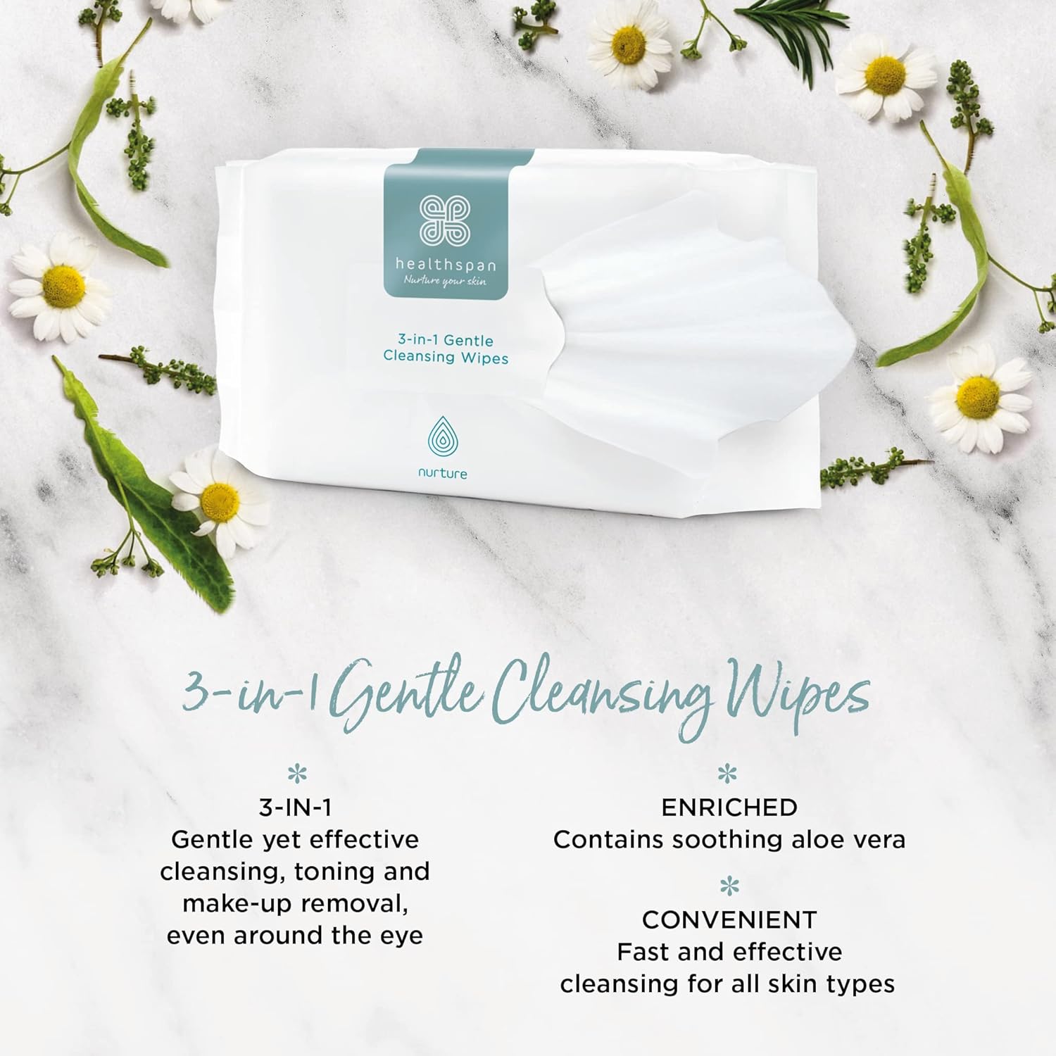 Healthspan 3-in-1 Gentle Cleansing Wipes (25 Wipes) | Remove Make-up, Cleanse & Tone | Enriched with Soothing Aloe Vera | Suitable For All Skin Types : Amazon.co.uk: Beauty