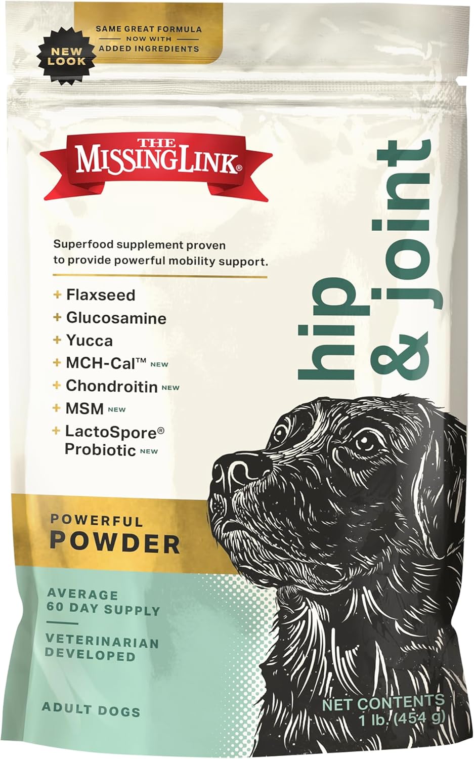 The Missing Link Hip & Joint Probiotics Superfood Supplement Powder For Dogs - Omegas 3&6, Fiber, Glucosamine, Chondroitin, Msm, Ha - Cartilage & Bone Health, Joint Mobility & Flexibility - 1Lb