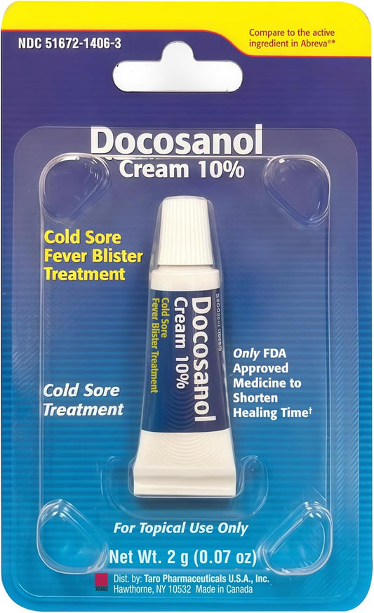 Taro Cold Sore & Fever Blister Treatment - Fast-Acting Docosanol 10% Cream - Cold Sore & Fever Blister Treatment For Lips, Anti-Itch Formula For Effective Relief And Healing - 0.07 Oz (1 Tube)