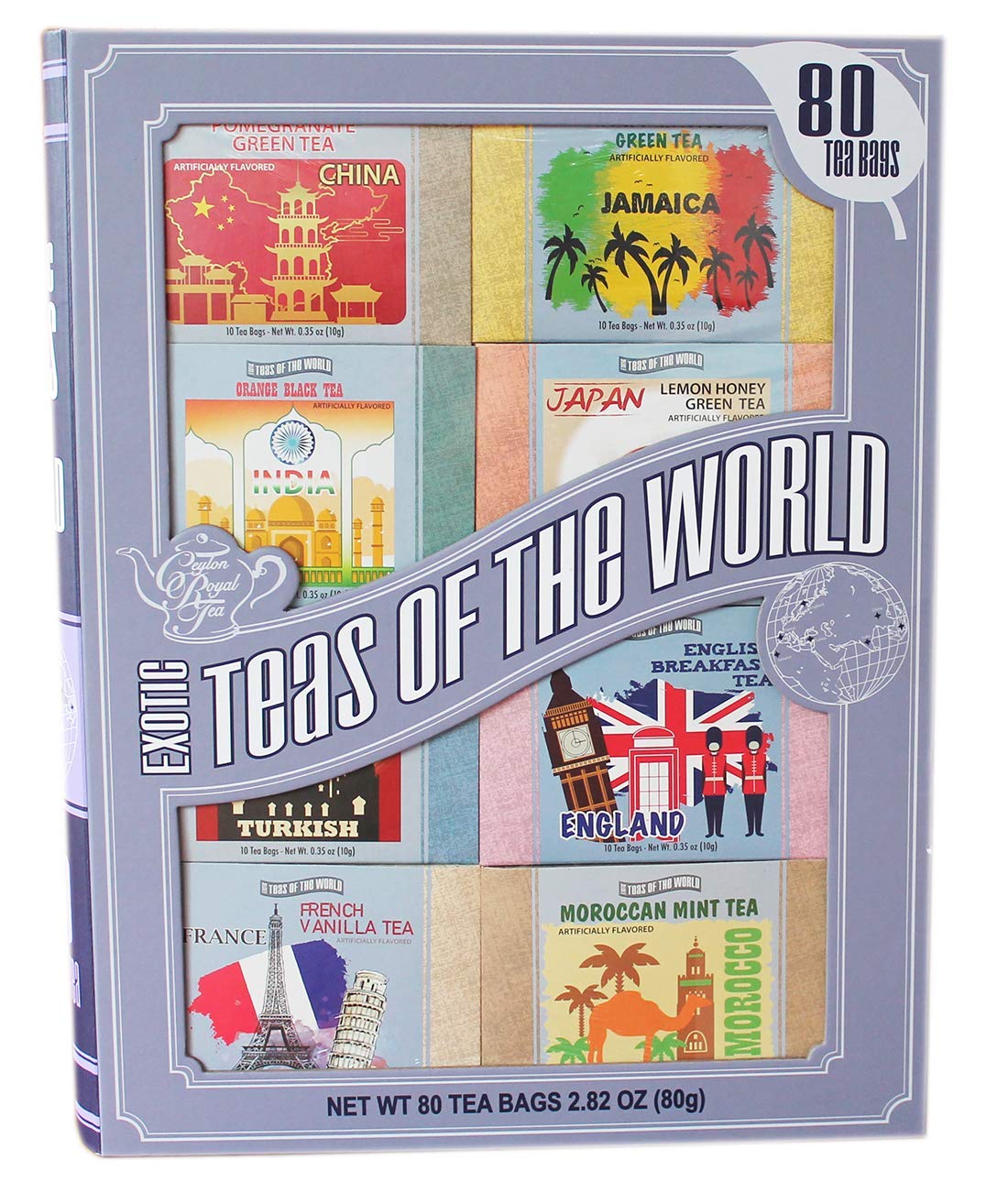 Exotic Teas Of The World Gift Set, 80 Tea Bags, 8 Different Flavors