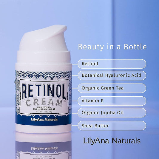 Lilyana Naturals Anti Aging Retinol Cream And Eye Cream Bundle 1.07 Oz - Retinol Moisturizer For Face And Under Eye Cream For Dark Circles And Puffiness, Improve The Look Of Fine Lines And Wrinkles