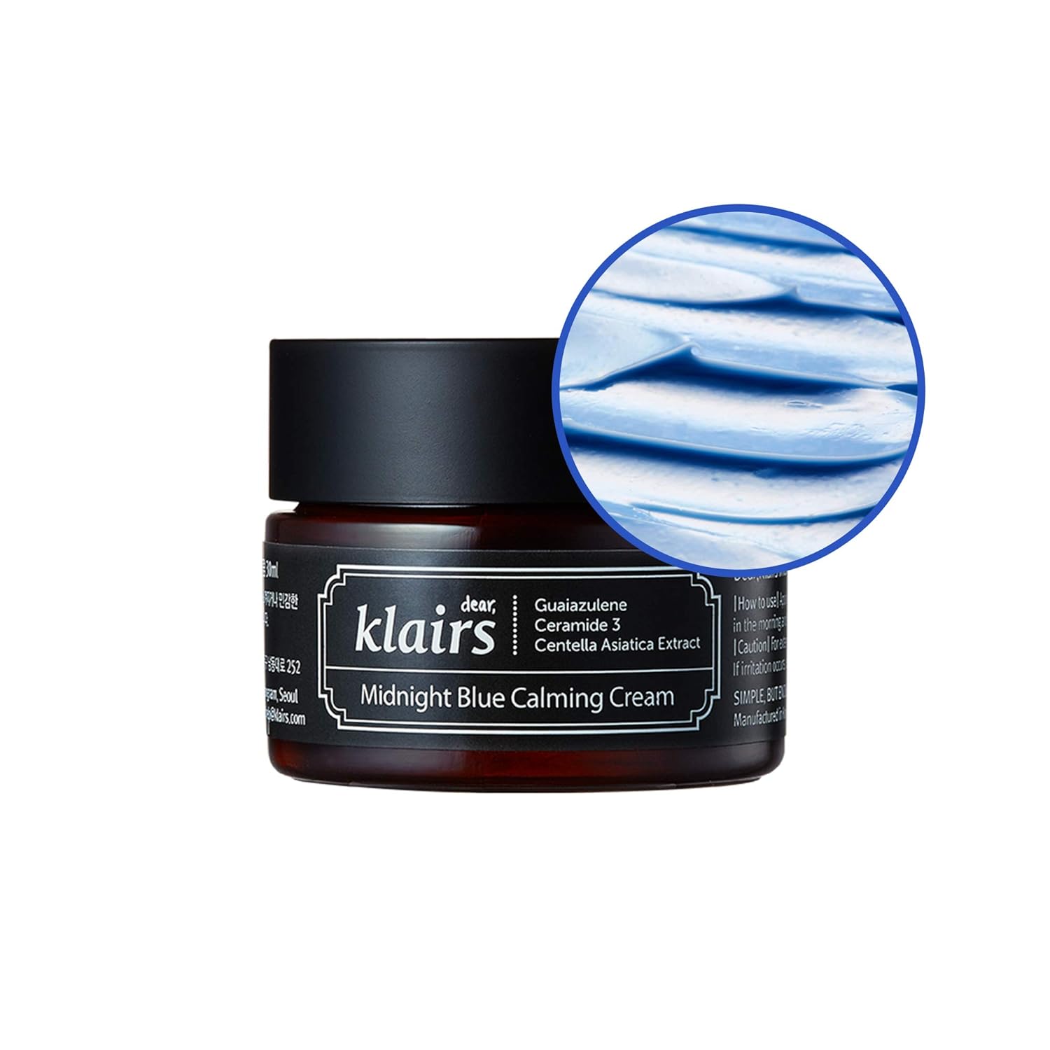 Dearklairs Midnight Blue Calming Cream, Soothing, Redness Relief Moisturizer, Hydrating, Fast Absorbing, Light Texture For Easy Use, Sensitive Skin Friendly (1.01 Fl Oz (Pack Of 1))