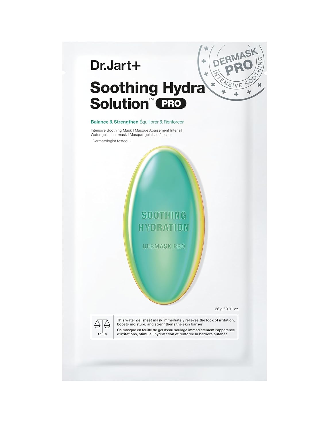 Dr.Jart+ Dermask Soothing Hydra Solution Face Mask For Visibly Irritated Skin | Sheet Mask | Korean Skin Care, 0.92 Ounce