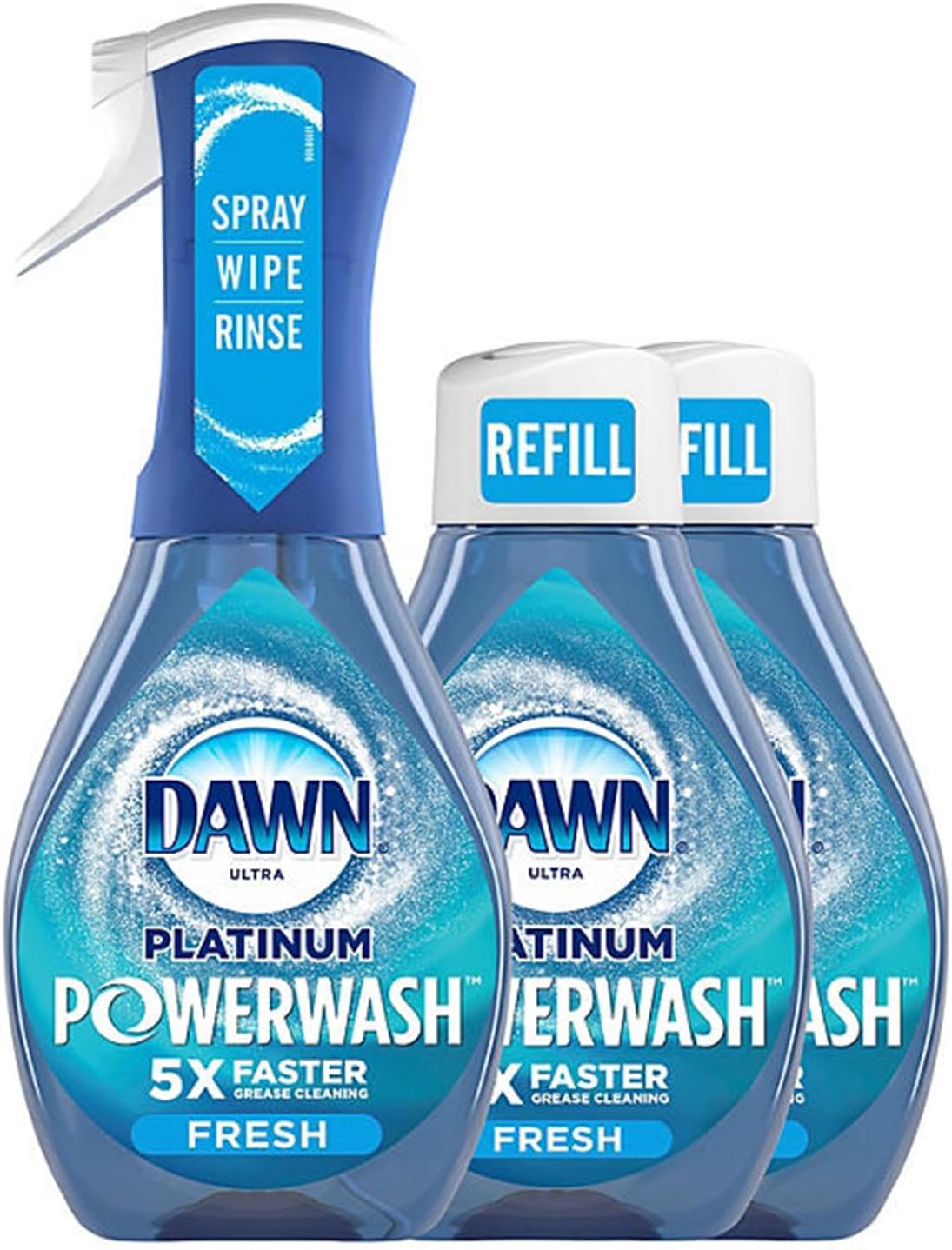 Dawn Platinum Powerwash Dish Spray & Dish Soap Refill Set, Fresh Scent 1 spray + 2 refills, Packaged The Perfect Dish Cleaner