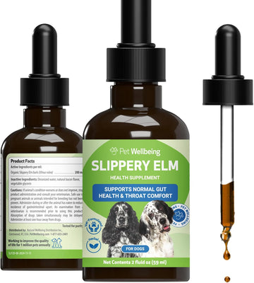 Pet Wellbeing Slippery Elm For Dogs - Organic Herb, Supports A Healthy Digestive Tract, Gut Lining, Throat Health & Comfort - Veterinarian-Formulated Herbal Supplement 2 Oz (59 Ml)