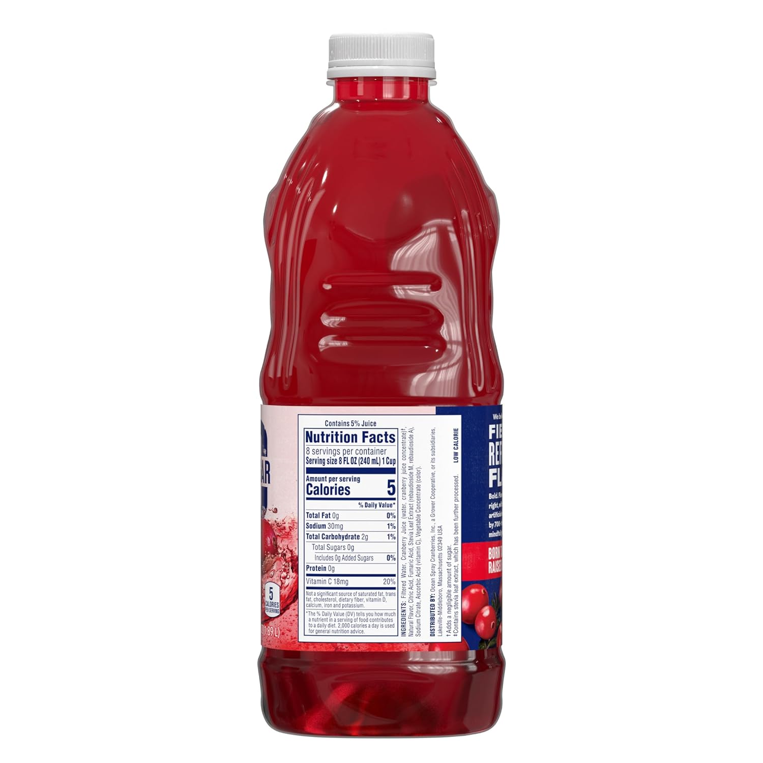 Ocean Spray® ZERO Sugar Cranberry Juice Drink, Cranberry Juice Drink Sweetened with Stevia, 64 Fl Oz Bottle : Grocery & Gourmet Food