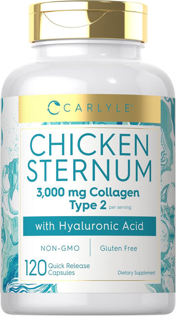 Carlyle Chicken Sternum Cartilage Collagen | Type Ii 3000Mg | 120 Capsules | With Hyaluronic Acid | Non-Gmo, Gluten Free