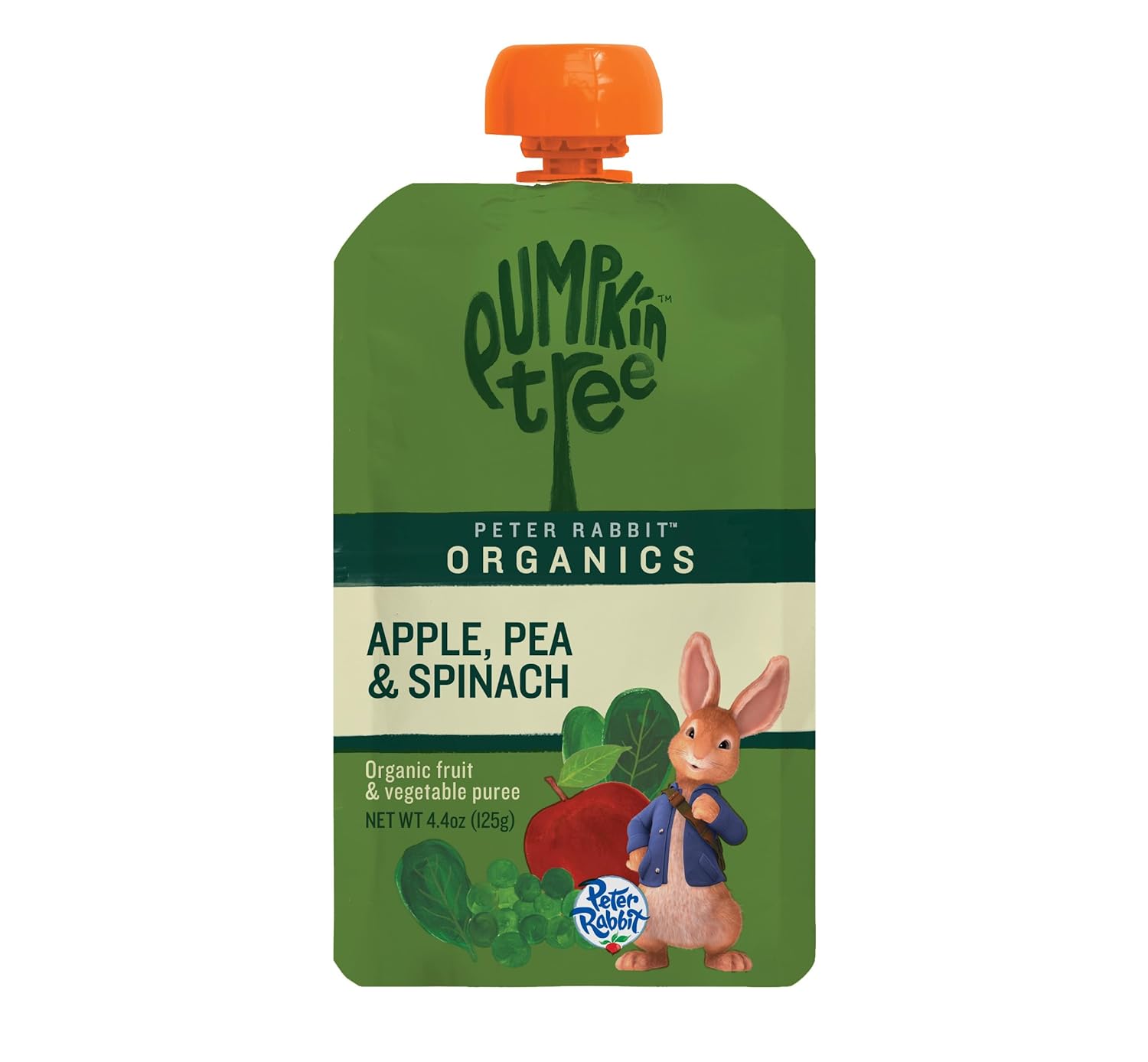 Pumpkin Tree Peter Rabbit Organics, Pea, Spinach And Apple Puree, 4.4-Ounce Pouches (Pack Of 10)