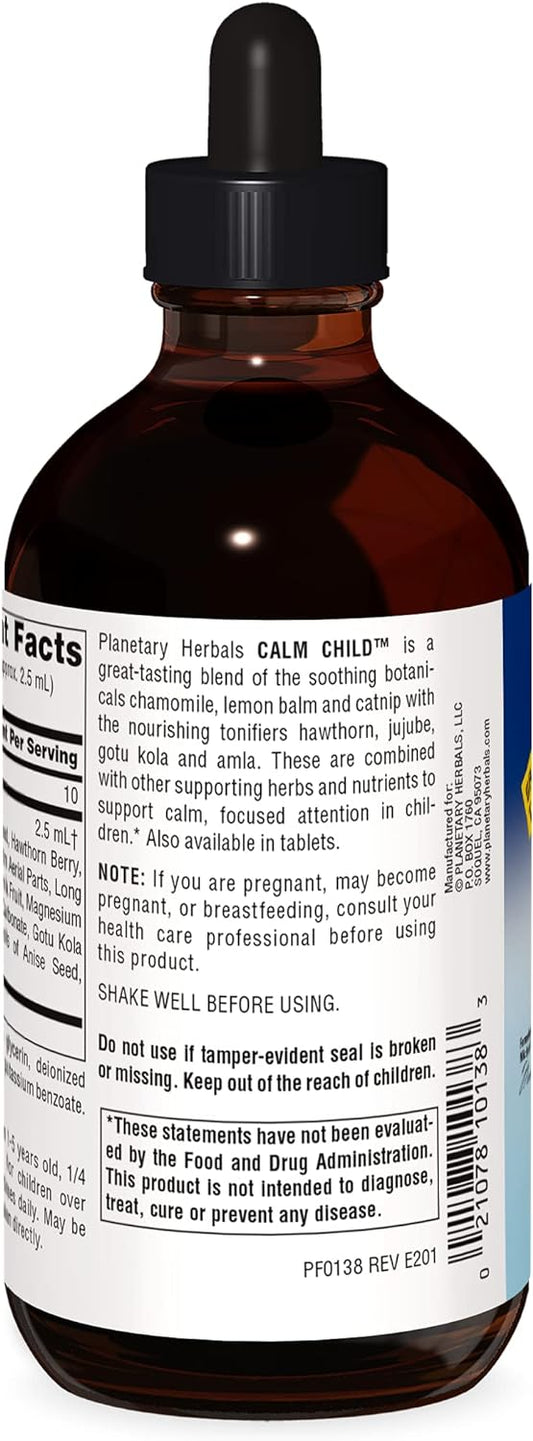 Planetary Herbals Calm Child Herbal Syrup - Includes Soothing Botanicals Chamomile, Lemon Balm, Catnip & More - 8Oz