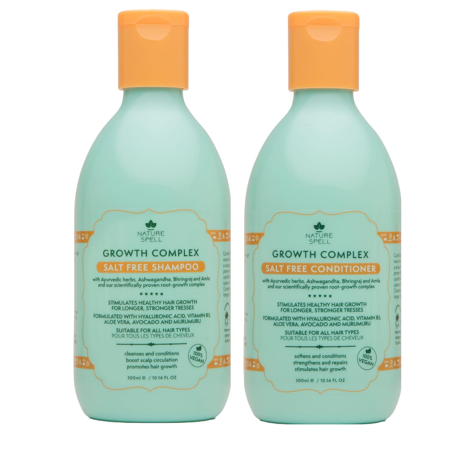 Nature Spell Hair Growth Shampoo And Conditioner Set, Improve Hair Strength & Shine, 10.14 Fl Oz X2