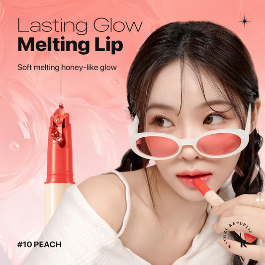 Nature Republic Honey Melting Lip (10 Peach) Soft Lip Stick, Korean Lip, Lip Gloss, Glow Lip, Glossy, Lip Balm, Lip Crayon, Jelly Gloss, Lip Pen, Tint,Valentines Day Gifts, Korean Make Up