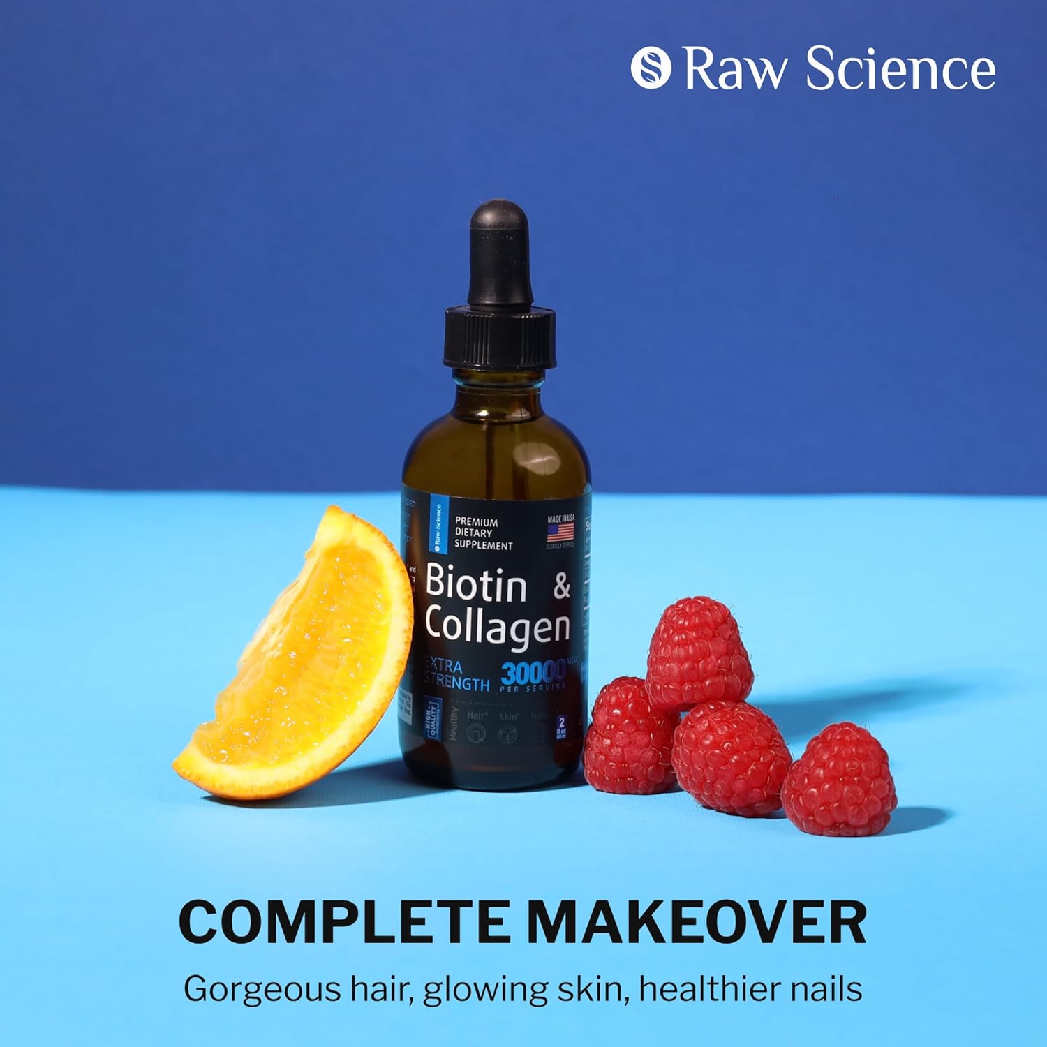 Liquid Collagen & Biotin Supplement for Hair Growth - Biotin 10000mcg Collagen 20000mcg Drops - Biotin and Collagen Vitamins for Skin Hair and Nail Health for Women & Men - Made in USA, 2 floz : Health & Household