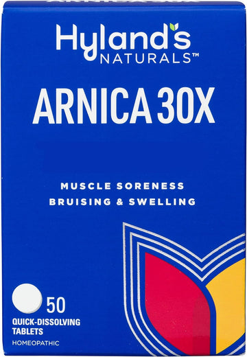 Hyland's Naturals Arnica Montana 30x Tablets, Natural Relief of Bruises, Swelling & Muscle Soreness, Quick Dissolving Tablets, 50 Count