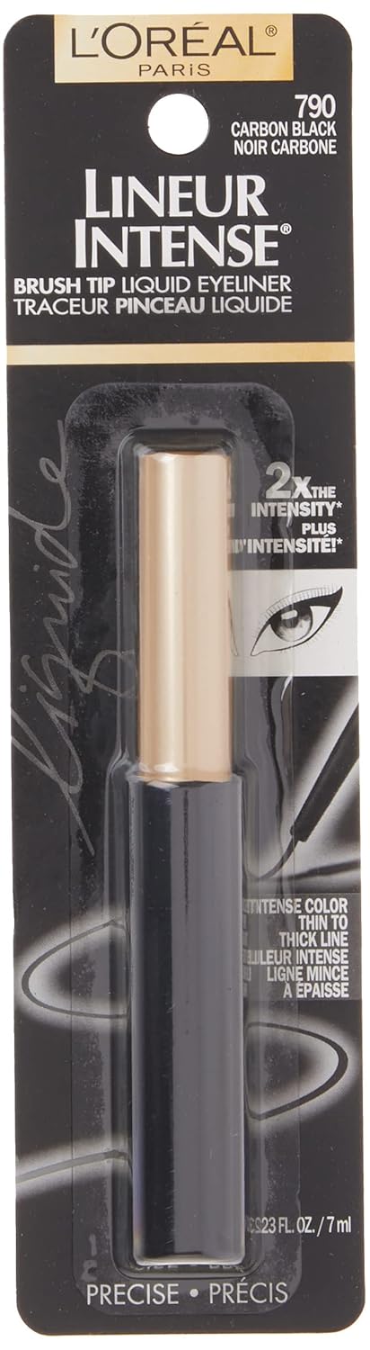 L'Oreal Paris Lineur Intense Brush Tip Liquid Eyeliner, Carbon Black, 0.24 Fl; Oz