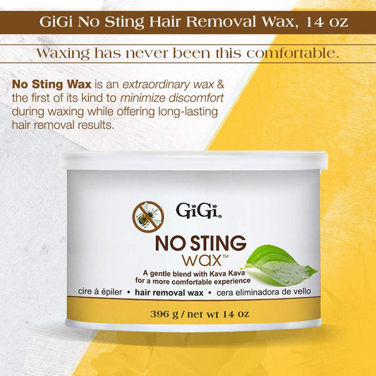 Gigi No Sting Hair Removal Soft Wax With Kava Kava, Gentle Formula For Sensitive Skin, 14 Oz, 1-Pack