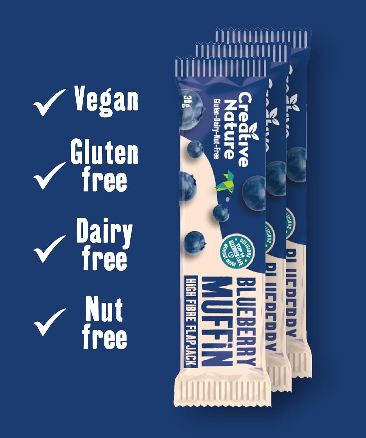 Gluten Free Snack Bars | Creative Nature Vegan Snack Bars | Blueberry Muffin Flavour | Healthy Snacks, Lunchbox Snacks | Top 14 Allergen Free | 20 x 30g Bars : Amazon.co.uk: Grocery