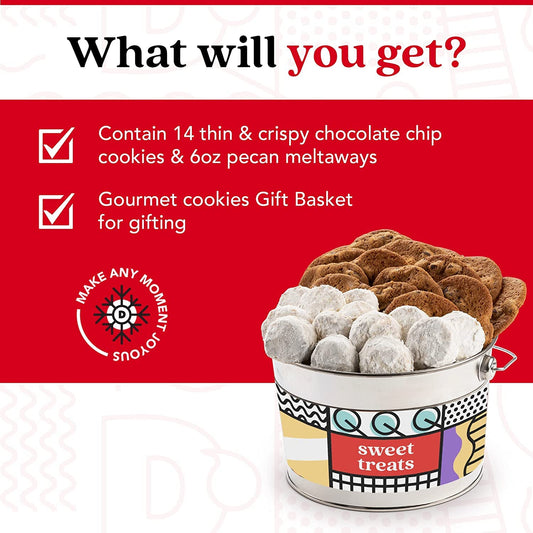 David’S Cookies Sweet Treats Gourmet Assorted Cookies Bucket With Thin Crispy Cookies And Butter Pecan Meltaways Gourmet Treats – Delicious Traditional Recipes - Ideal Gift To Family And Friends 1.3 Lbs