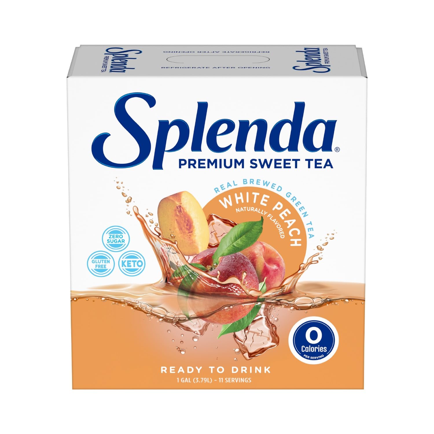 Splenda Premium Sweet Tea On Tap, 1 Gallon Bag In Box Ready To Drink Liquid, White Peach Green Tea, 128 Fl Oz, Packaging May Vary