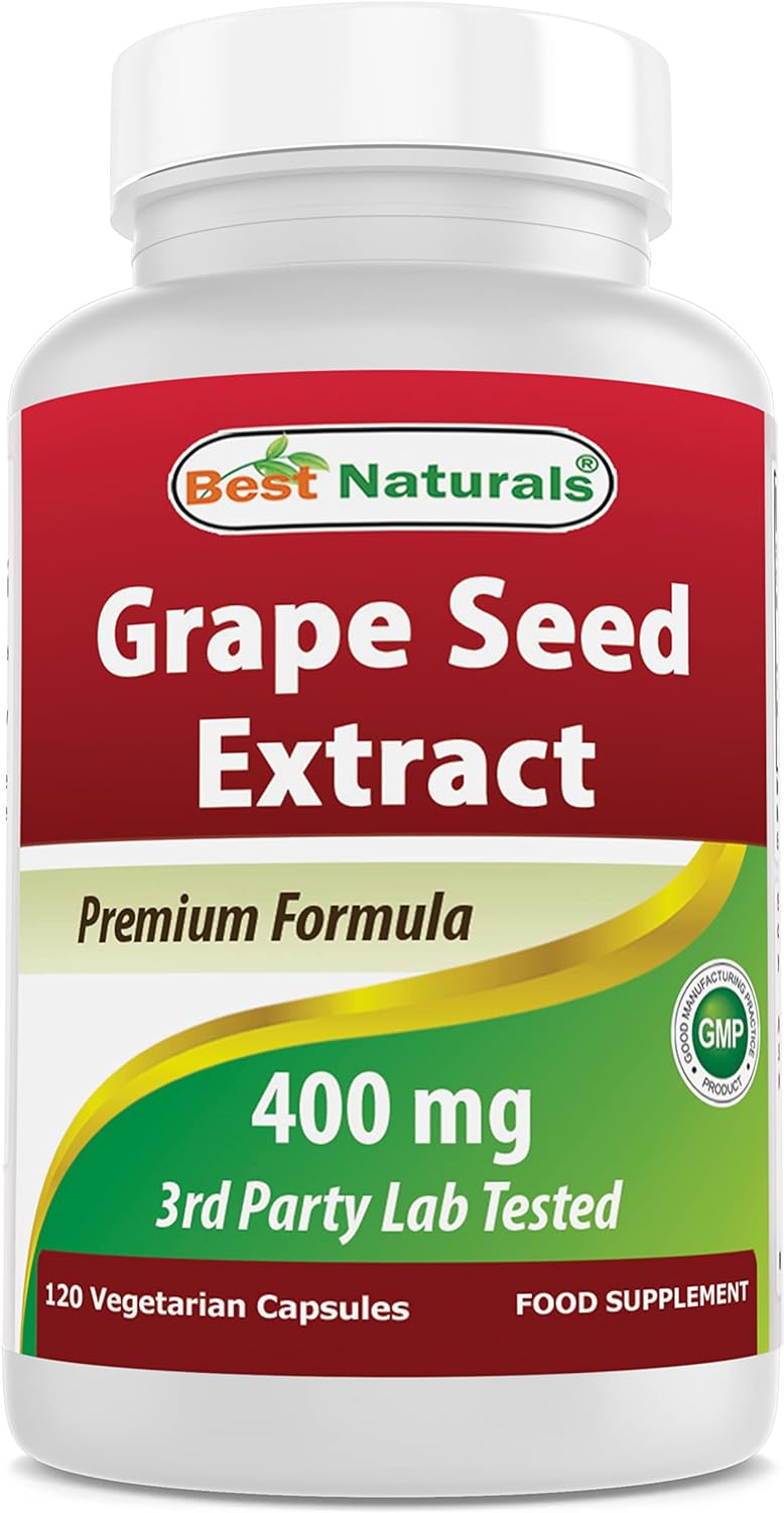 Best Naturals Grape Seed Extract 400 mg Veggie Capsule, 120 Count