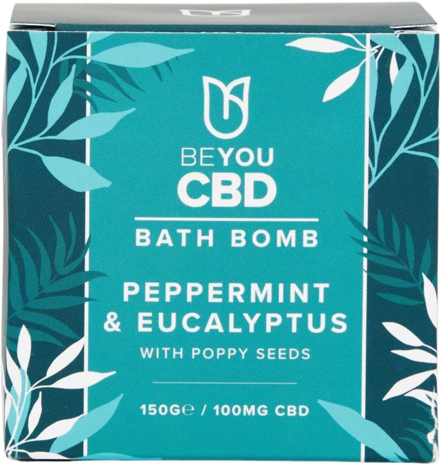 Beyou Cbd Bath Bomb - Peppermint & Eucalyptus | 100% Pure & Natural Oils | 100Mg Cbd | Soothe, Relax & Restore Sore Muscles