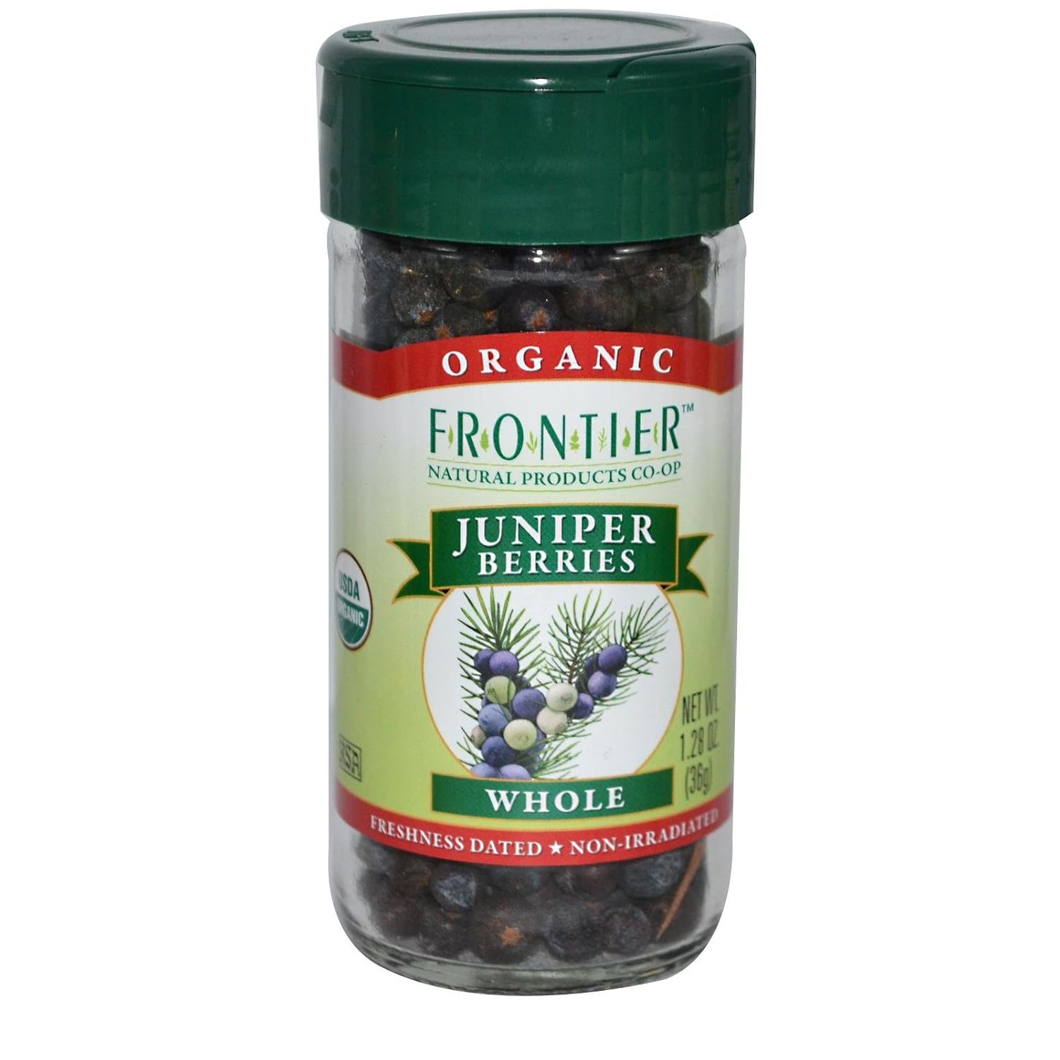 Frontier Co-op Organic Whole Juniper Berries, 1.28 Ounce Bottle, Rich and Piney for Soups, Marinades, Pickling and Sauerkraut : Single Spices And Herbs : Grocery & Gourmet Food