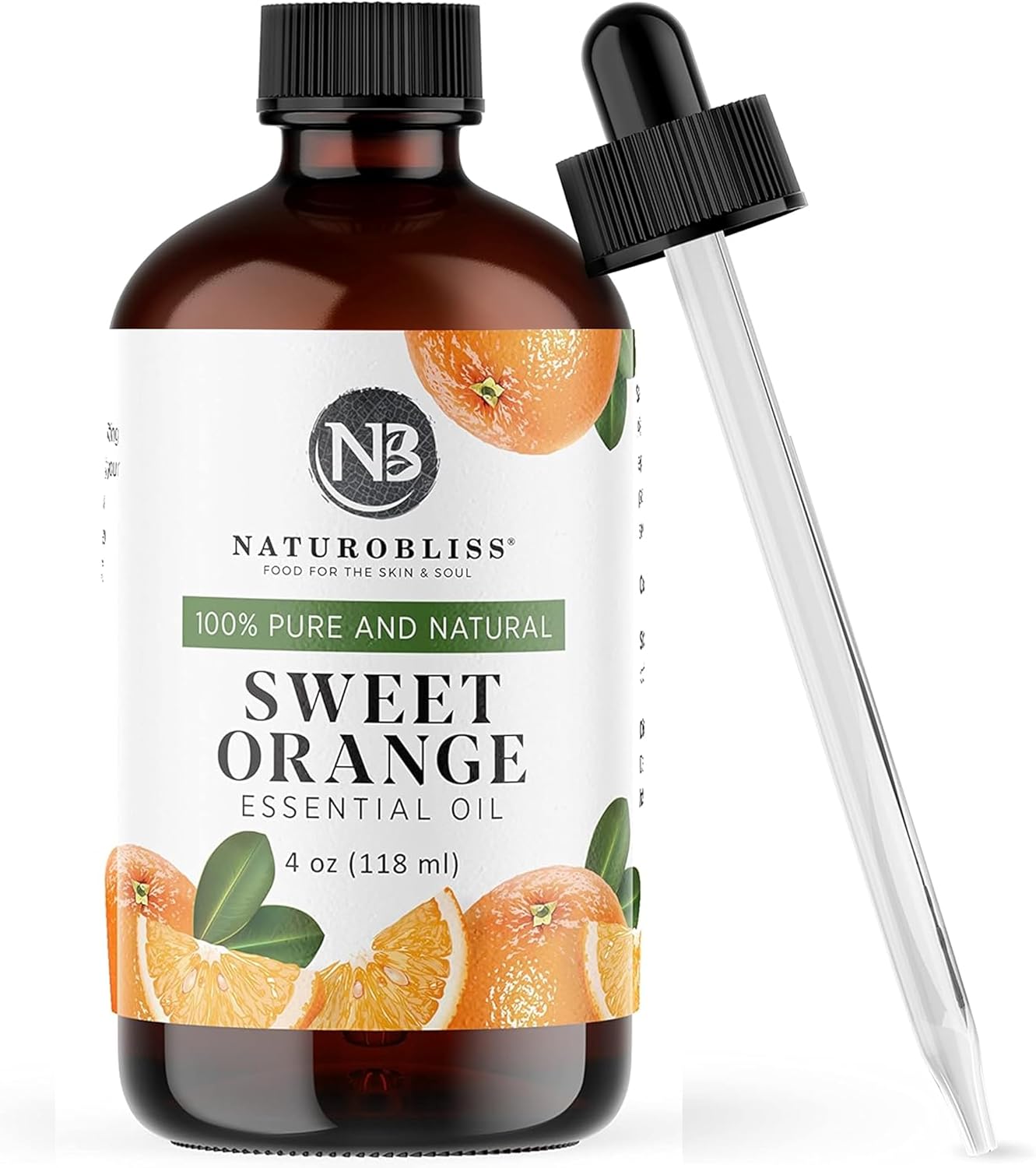 Naturobliss 100% Pure & Natural Sweet Orange Essential Oil Therapeutic Grade Premium Quality Oil With Glass Dropper - Huge 4 Fl. Oz - Perfect For Aromatherapy And Relaxation